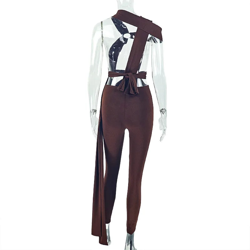 Sleeveless Backless Lace Up Slim Overalls Rompers Jumpsuit