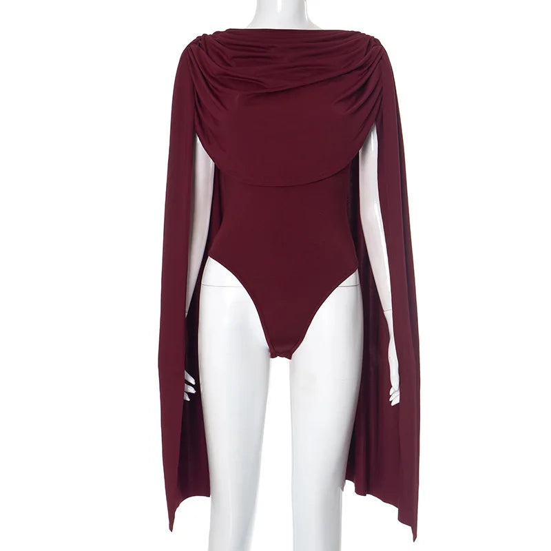 O-neck Ruched Shawl Sleeves Slim Patchwork Footed Jumpsuits