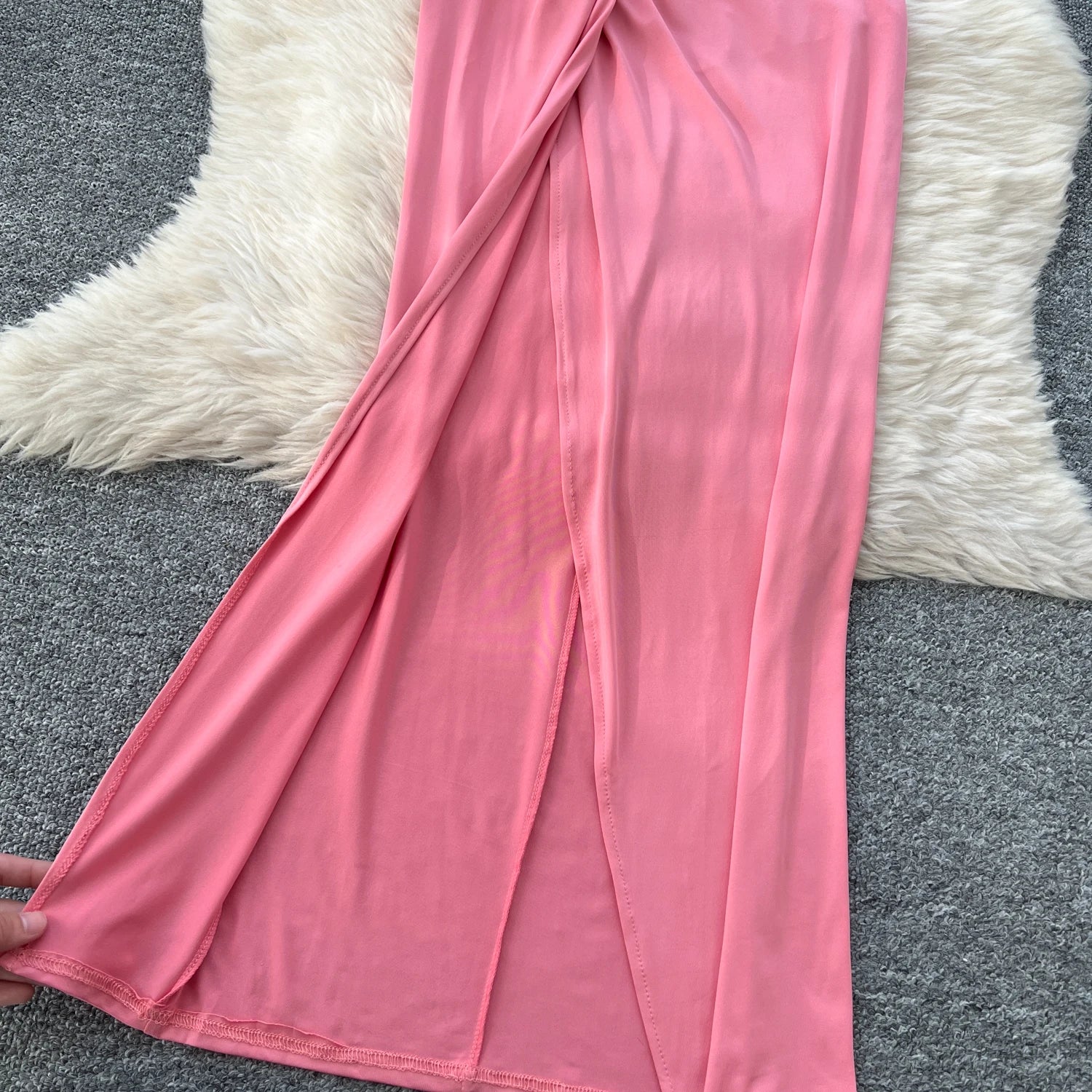 Criss-Cross Strapless Mini Tops+High Waist Split Bodycon Skirt Two Piece Set