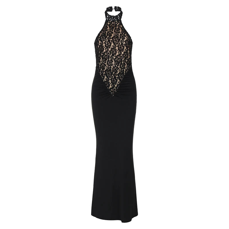 Off-shoulder Strapless Sleeveless Bodycon Lace Halter Backless Dress