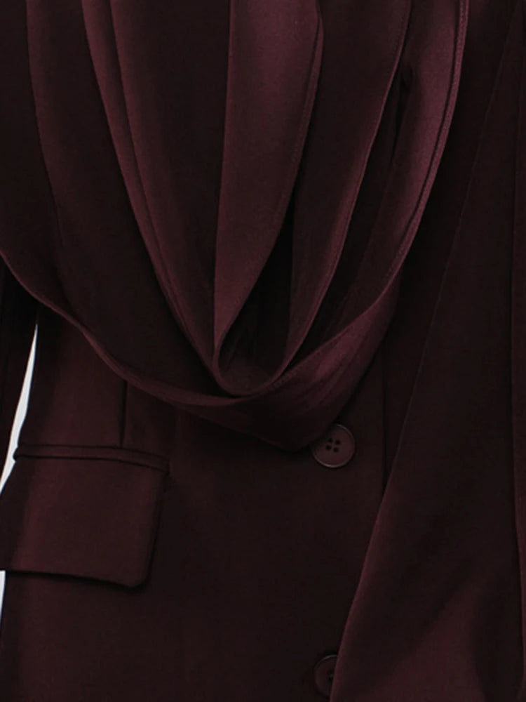 Elegant Scarf Collar Long Sleeve Blazer Jacket