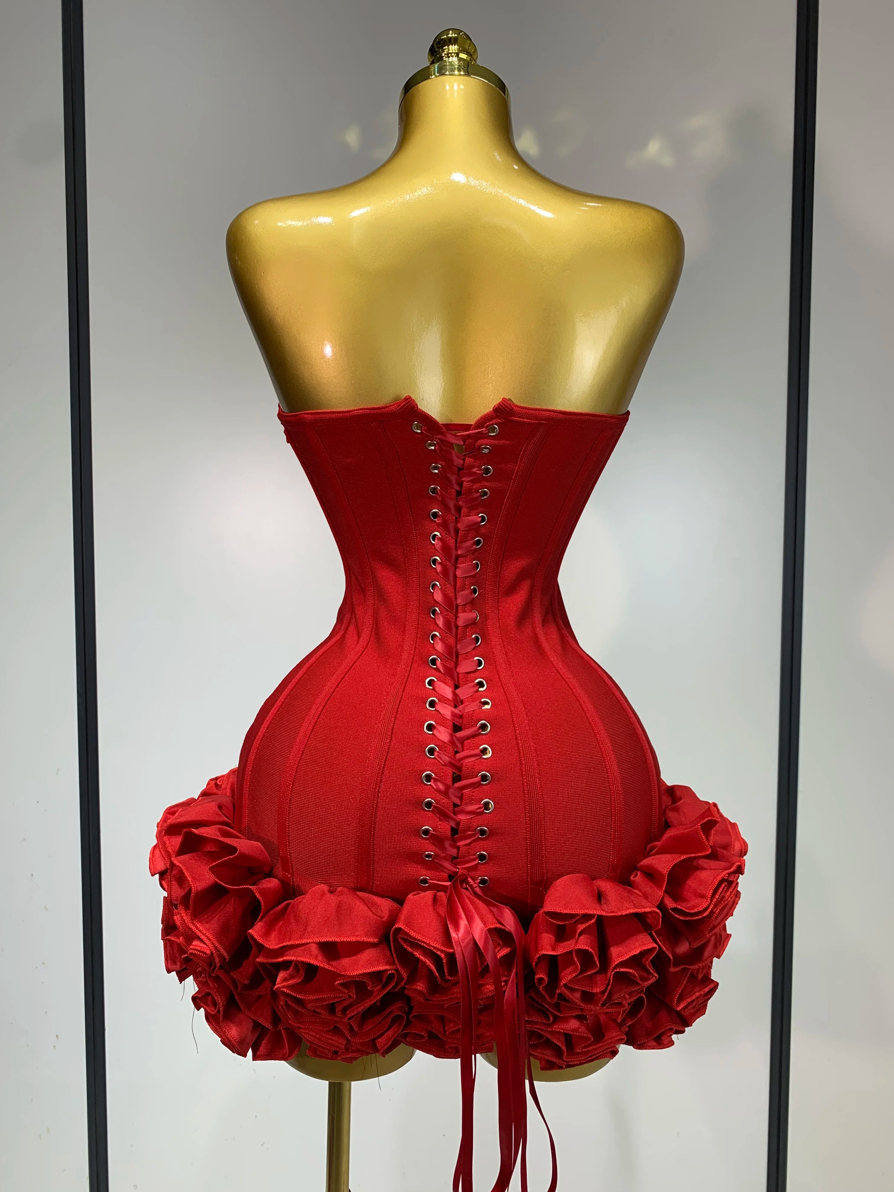 Strapless Bodycon Flowers Mini Bandage Dress