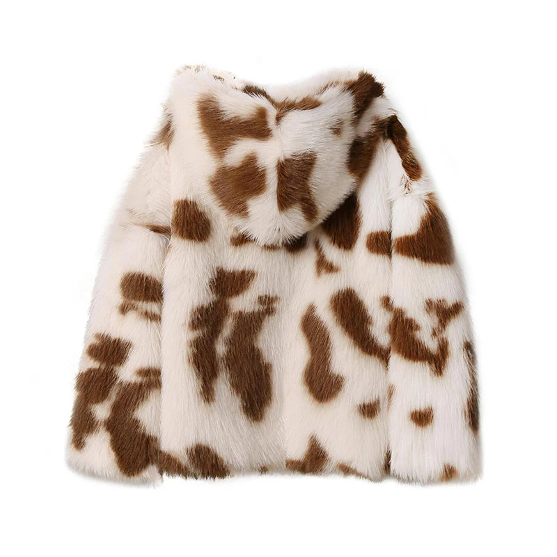 Oversized Leopard Faux Fur Coat Jacket