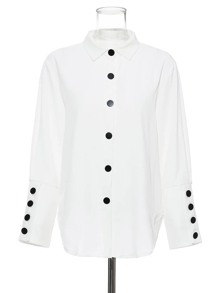 Bandage Vest Two Piece Lapel Long Sleeve Loose Fit Women Blouse