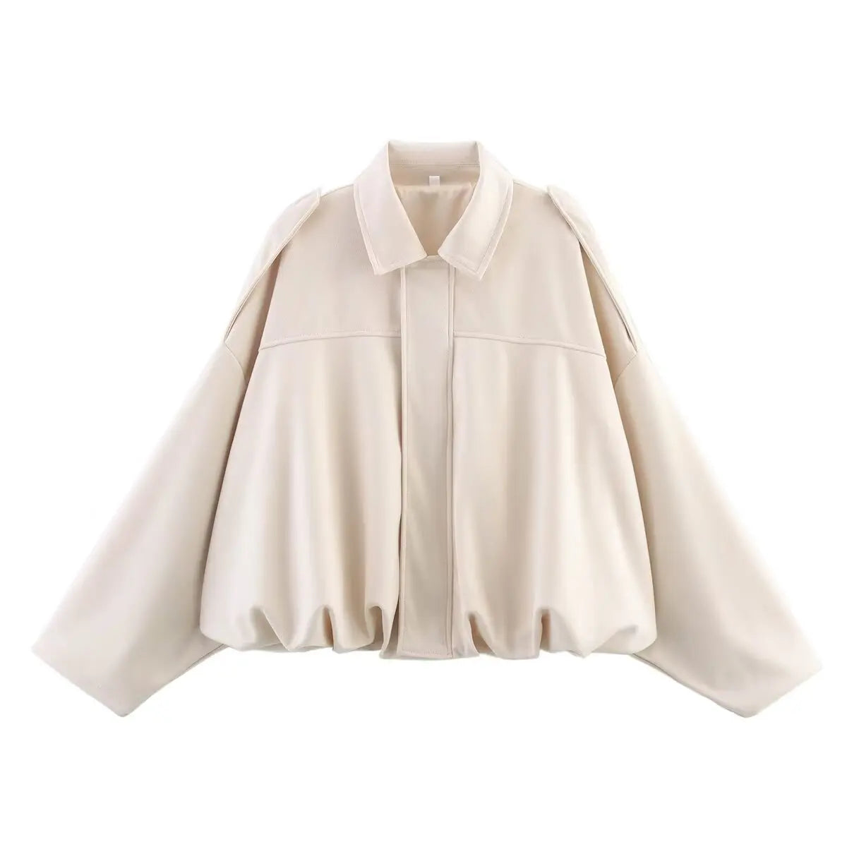 Lapel Suede Long Sleeve Zipper Loose Short Women Coat
