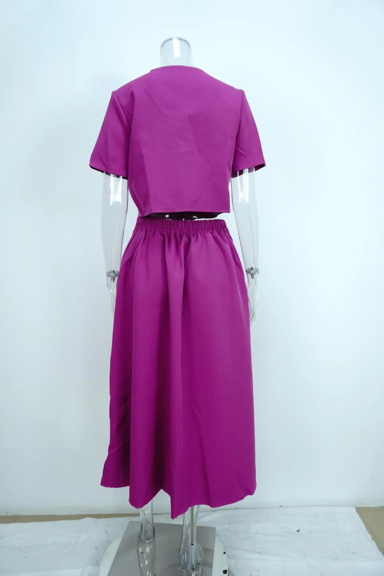 Elegant Crop Shirt Skirt Two Piece Sets Office Wear