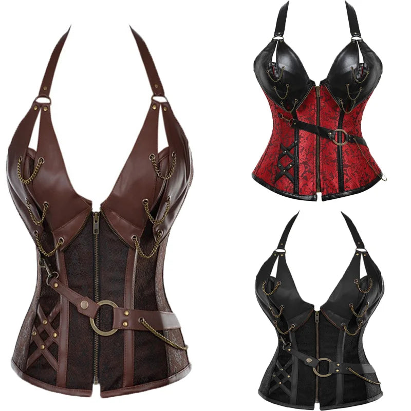 Medieval Viking Pirate Steampunk Leather Corset