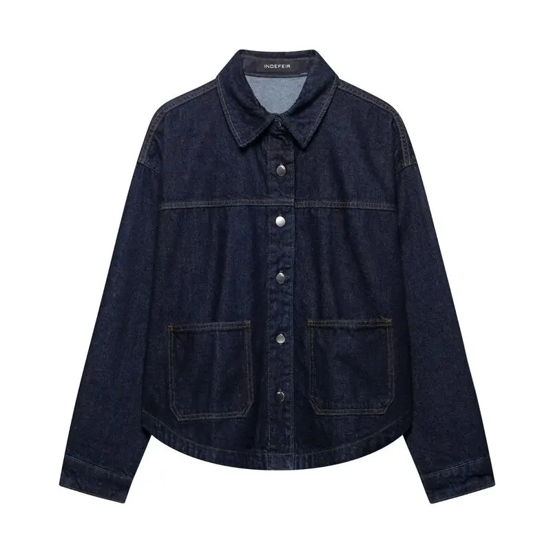 Long Sleeve Versatile Loose Fit Denim Jacket