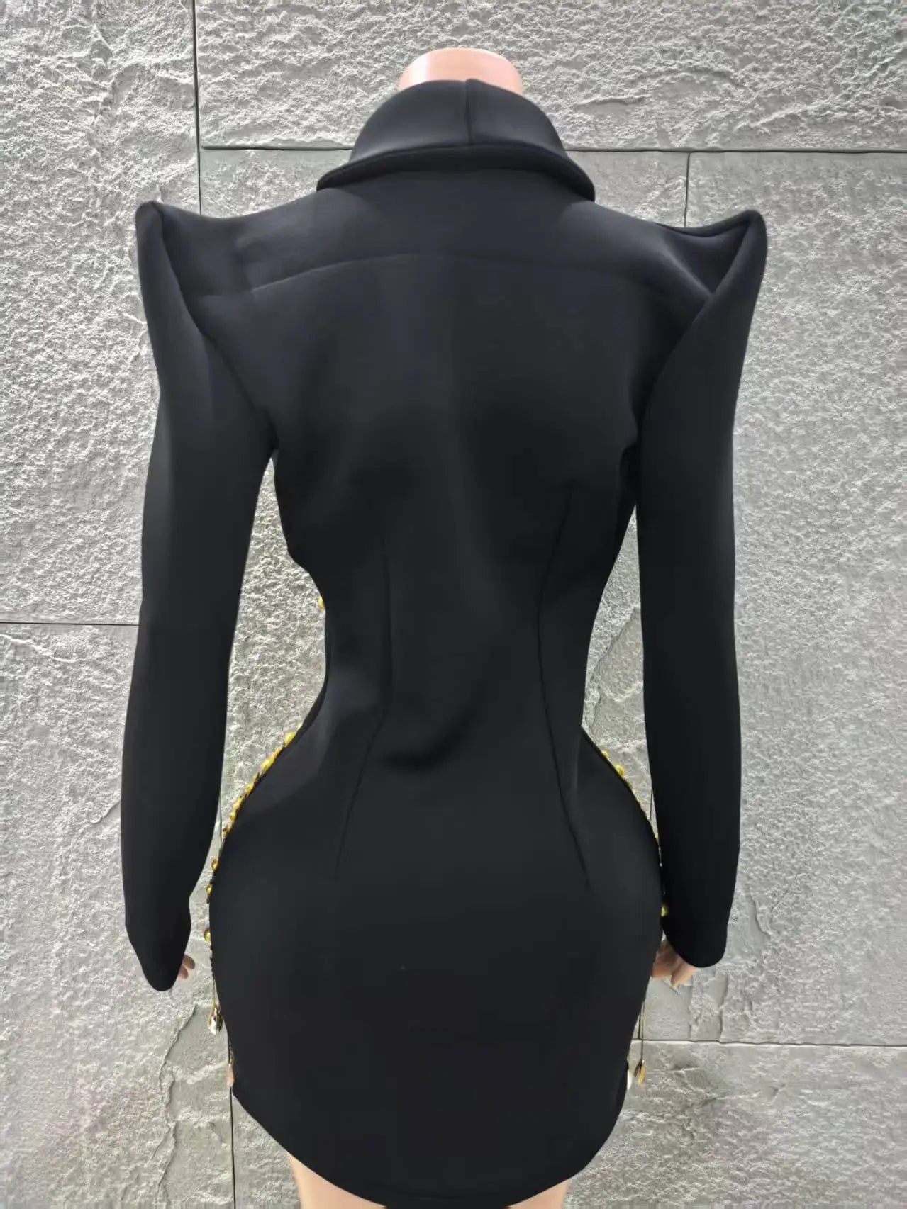 Long Sleeve Deep V-Neck Bodycon Blazer Dress