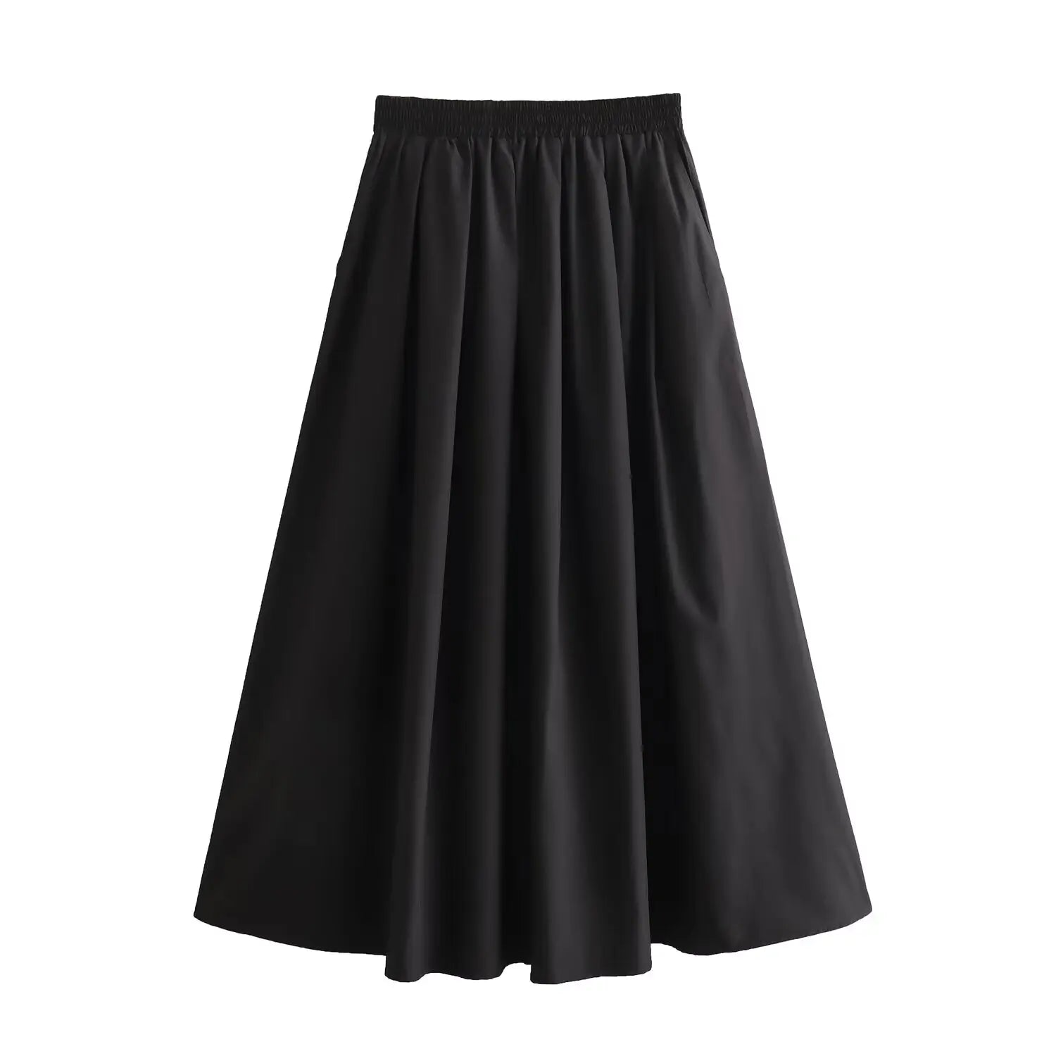 Pleated Vintage Chic High Waist Elegant A-line Long Skirt
