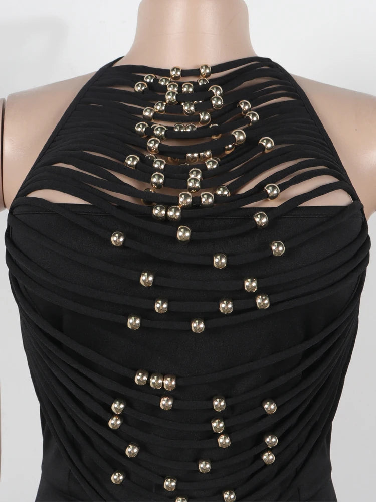 Beaded Fringed Palazzo Jumpsuits