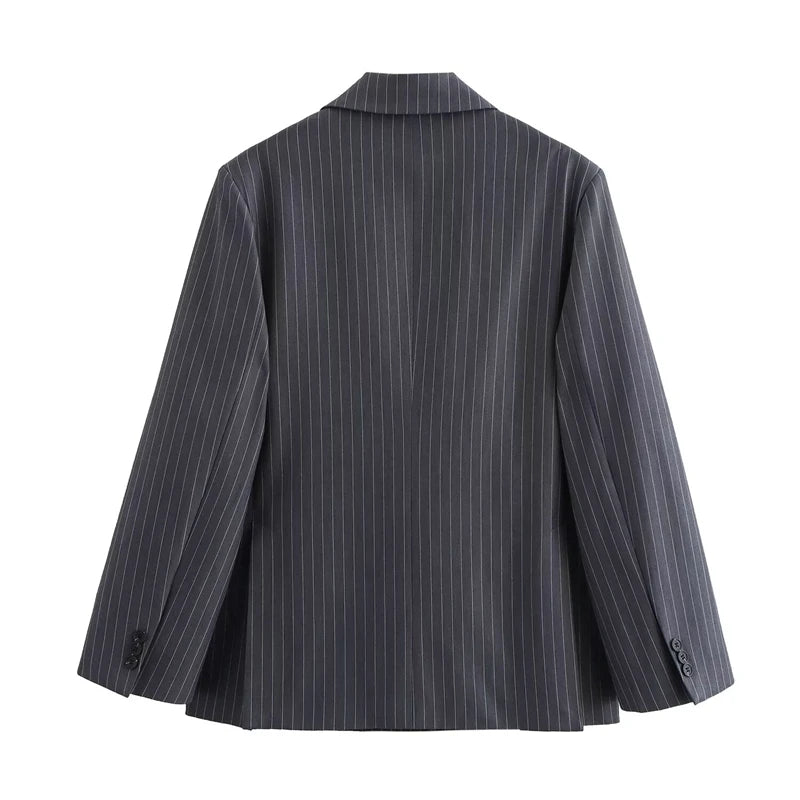 Pinstripe Loose Casual Elegant Chic Suit Coat