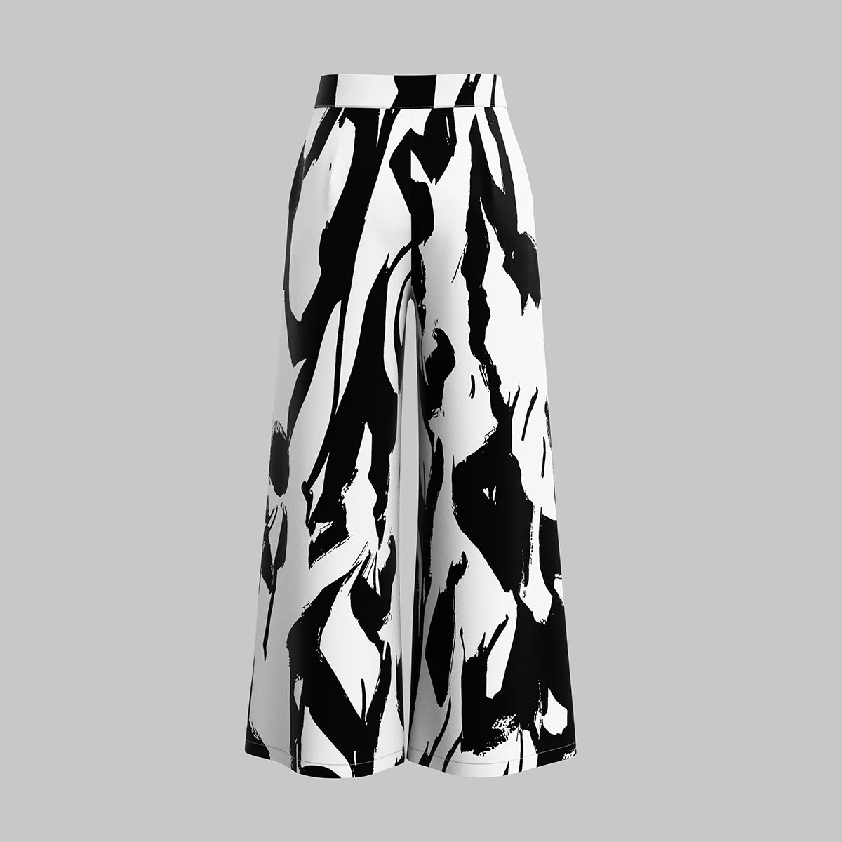 Wild Graffiti Natural Waist Wide Leg Full Length Streetwear  Pants