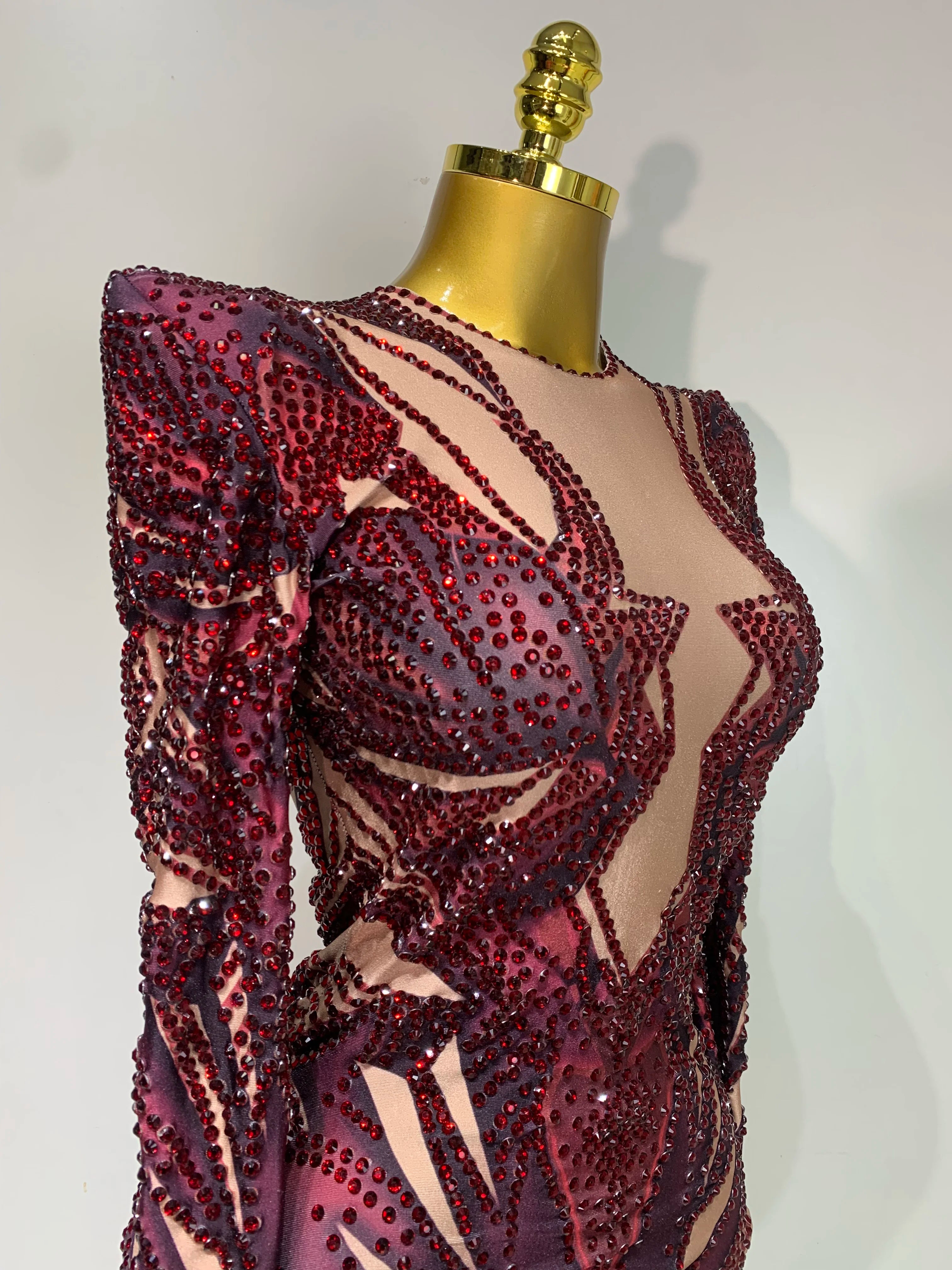 Sparkly Crystal Rhinestone Leotard Dancer Performance Nightclub Singer Stage Outfit