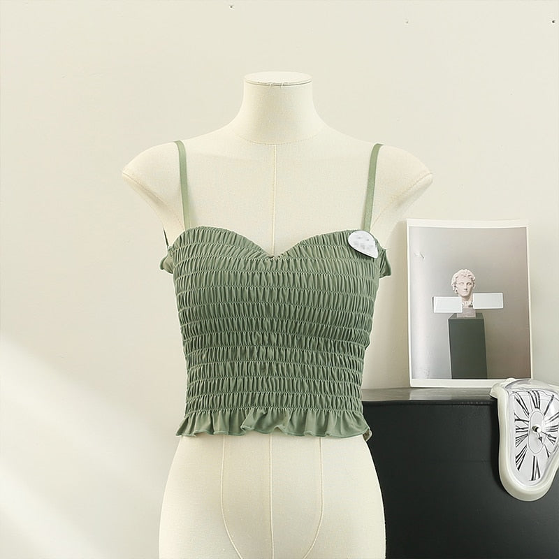 Spaghetti Strap Chic Pleated Tank Top