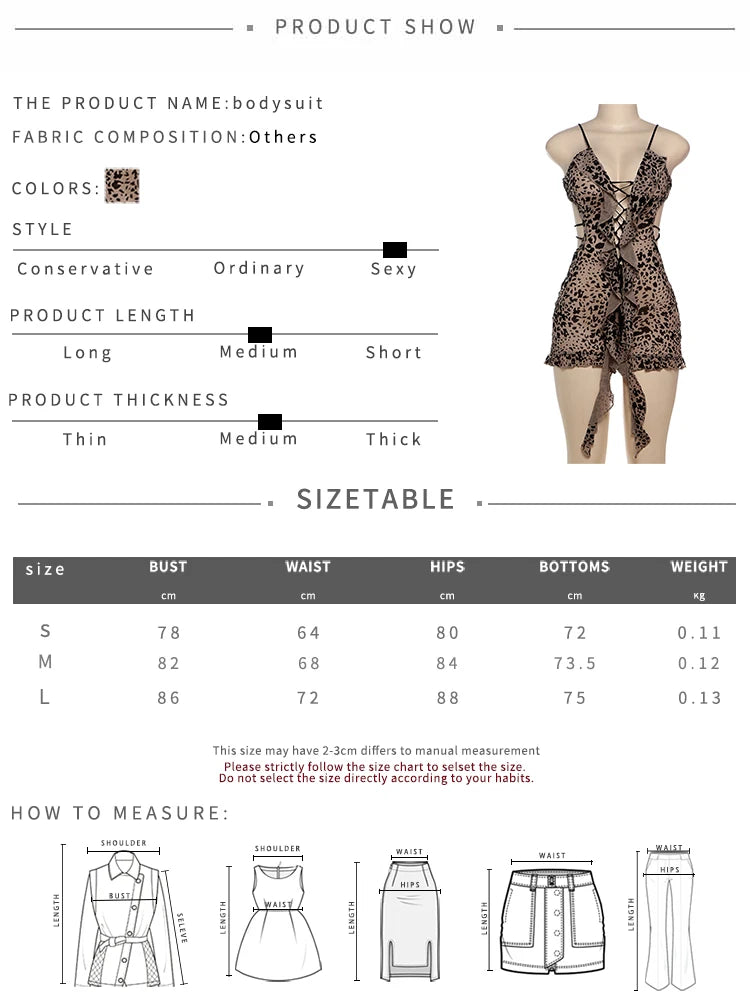 Leopard Print V-Neck Tassel Backless Playsuits