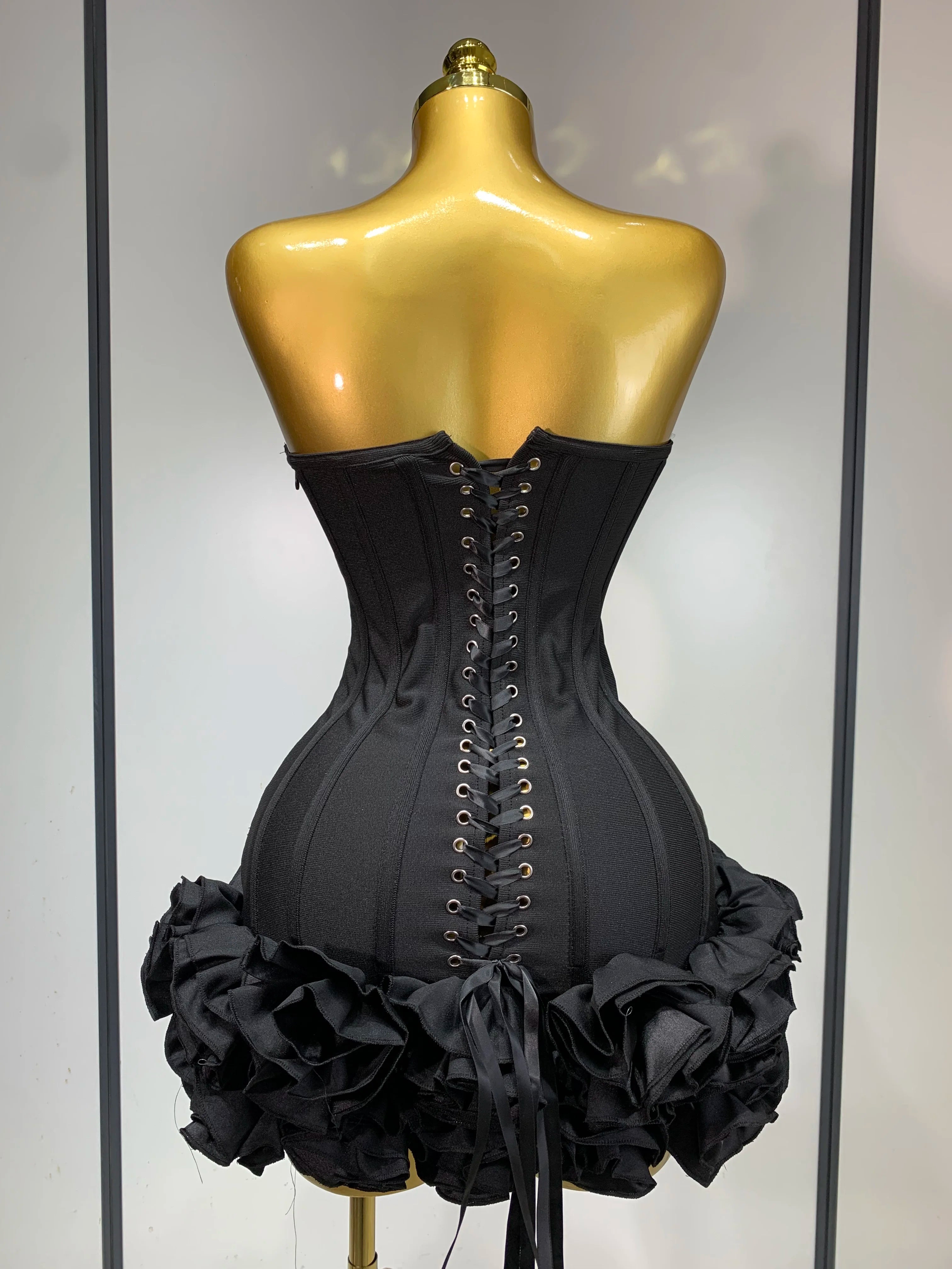 Strapless Bodycon Flowers Mini Bandage Dress
