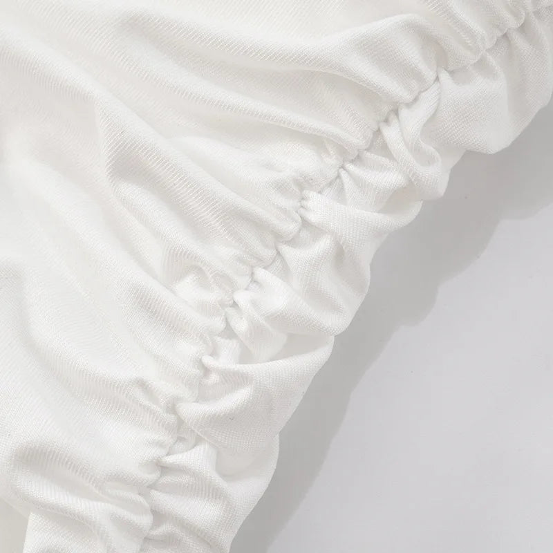 Sleeveless Halter Pleated Ribbon Deep V Backless Dress