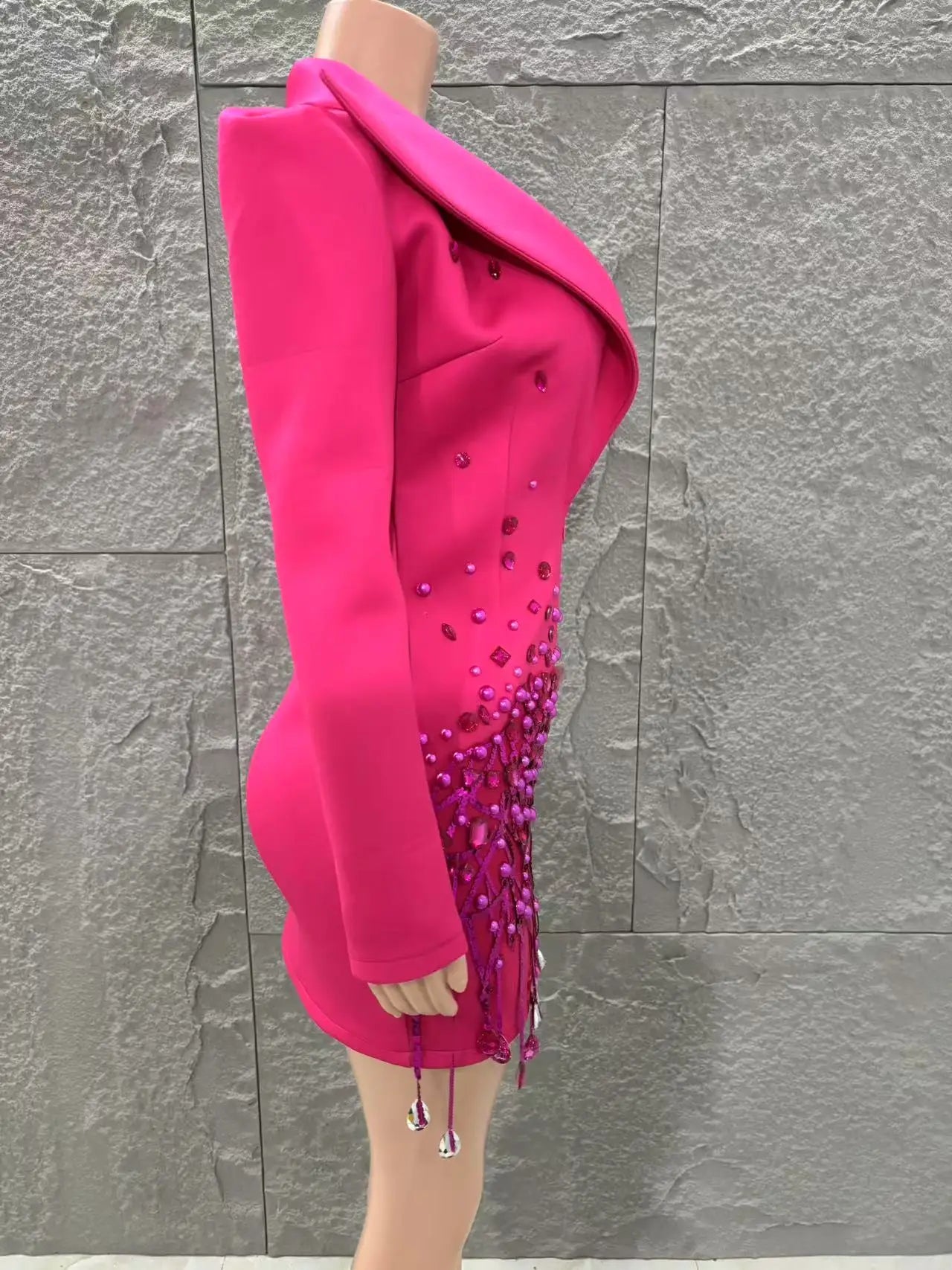 Long Sleeve Deep V-Neck Bodycon Blazer Dress