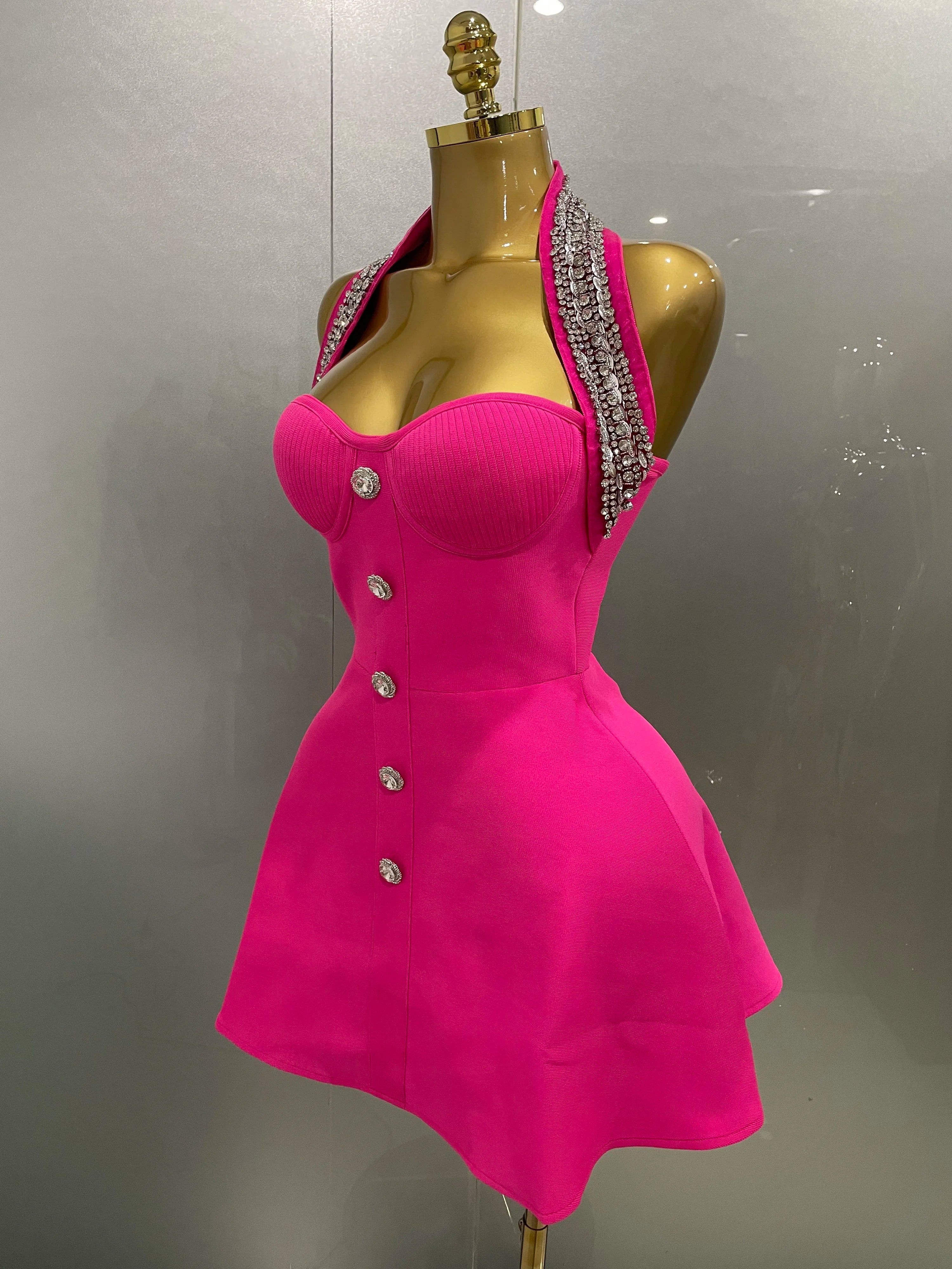 Off the Shoulder Shinning Crystal Bodycon Bandage Dress