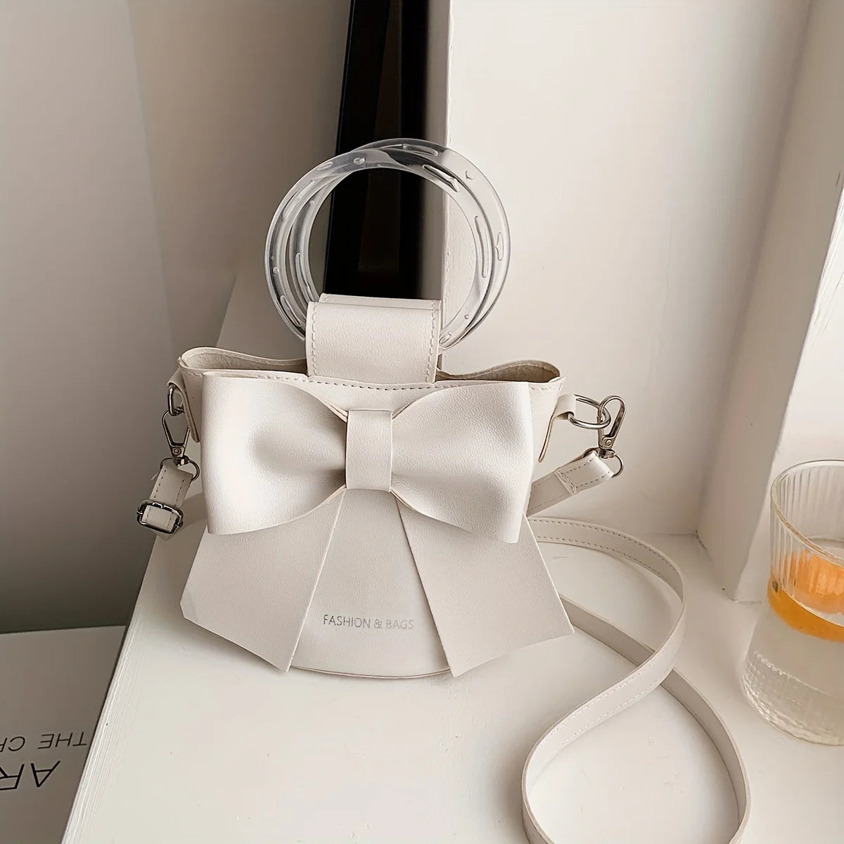 Stylish Bucket Bag with Detachable Strap With Elegant Bow Accent