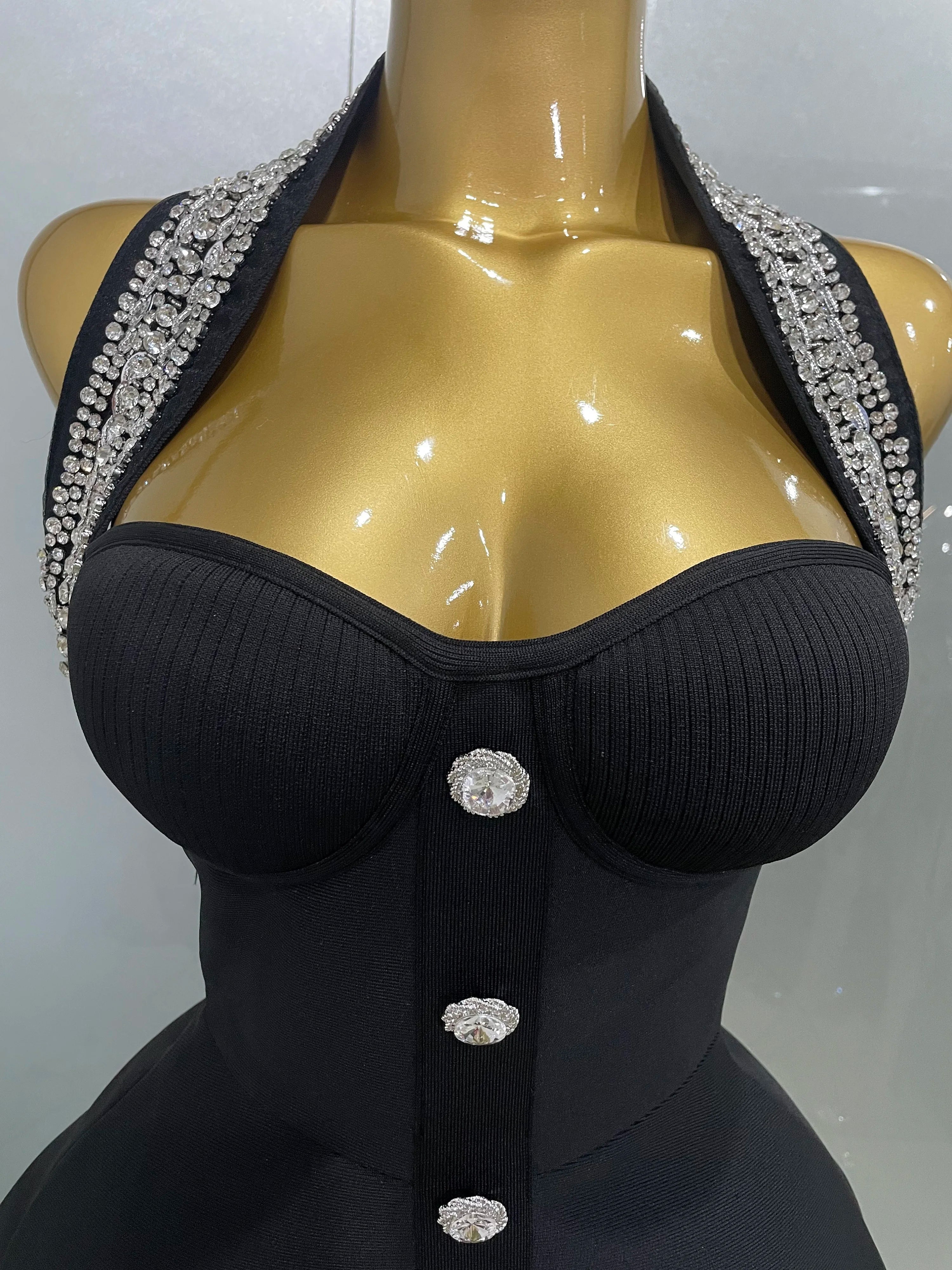 Off the Shoulder Shinning Crystal Bodycon Bandage Dress
