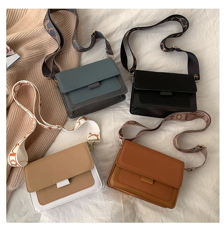 Small Classic Wide Straps Flap Crossbody Bags