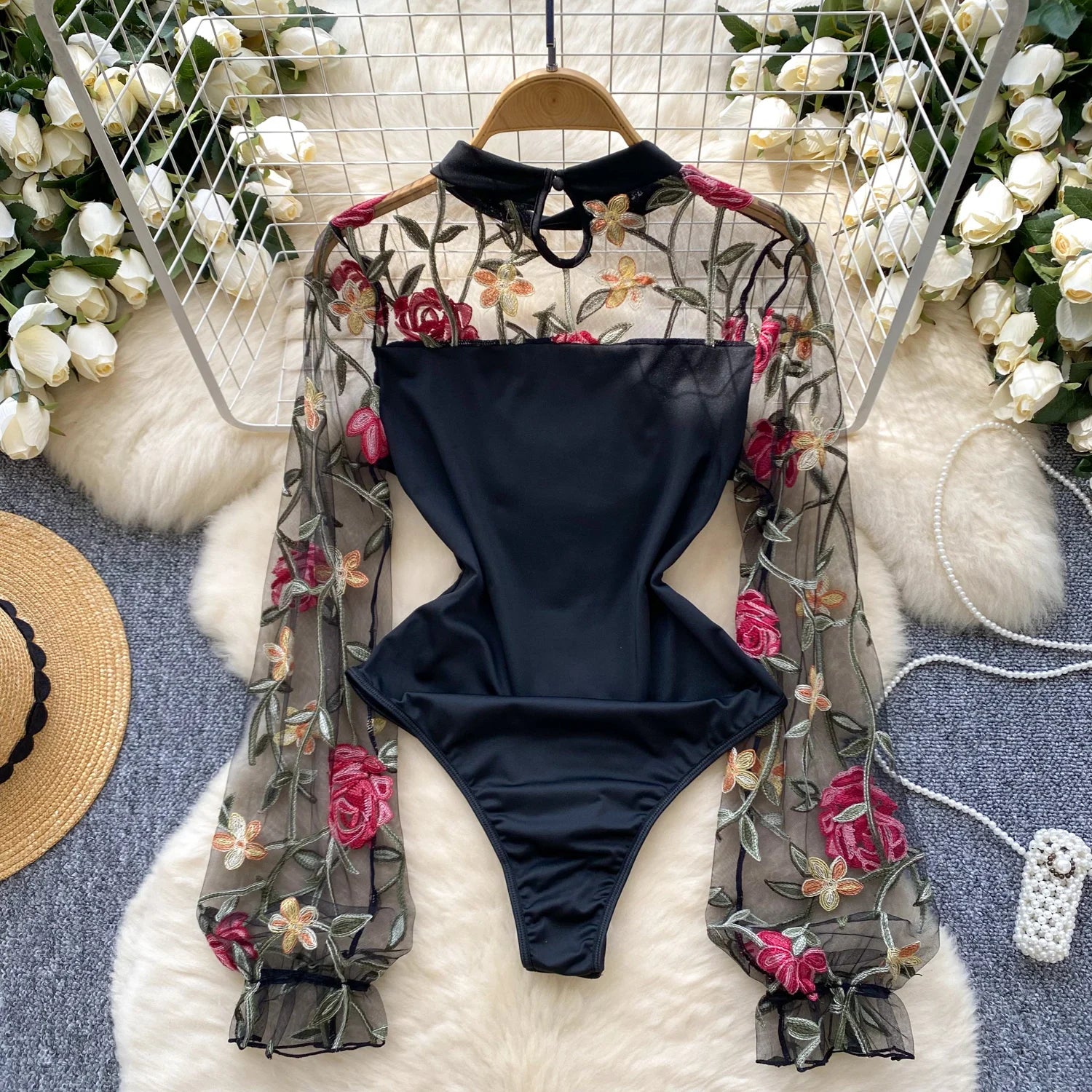 Vintage Embroidery Gauze Bodysuits