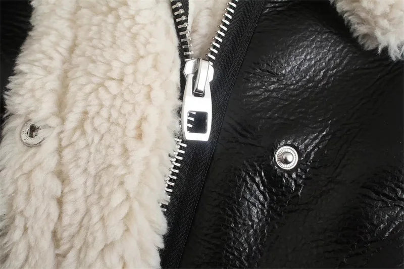 Faux Lamb Fur Warm Shearling Motor Bike Jacket