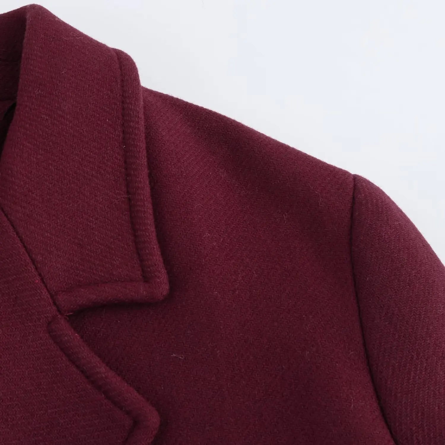 Wool Blended Lapel Long Coat