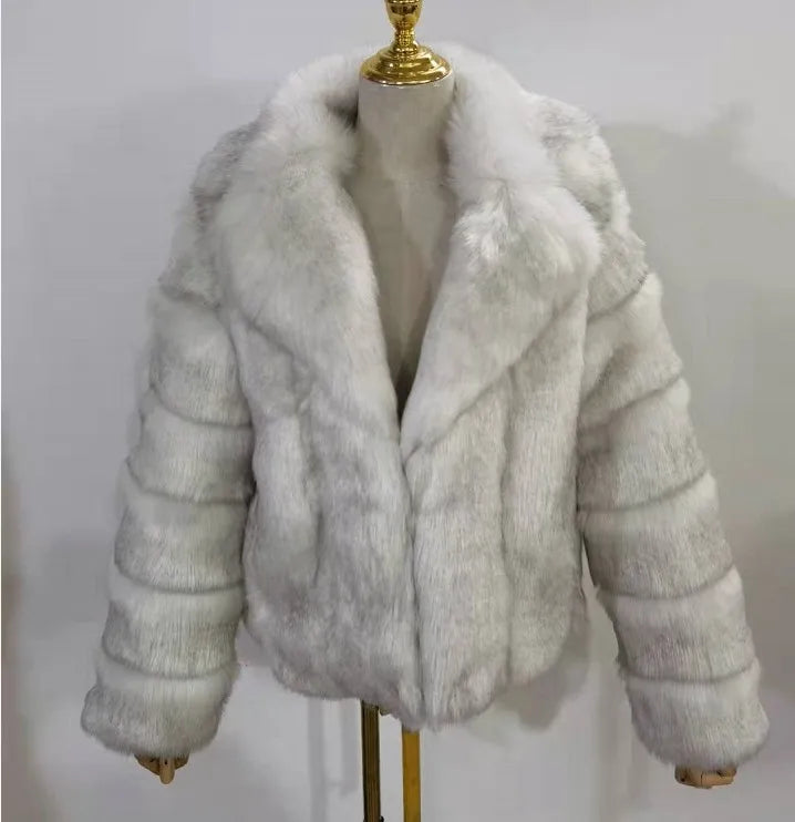 Mongolian Fur Faux  Jacket Thick Warm Fluffy Winter Outerwear