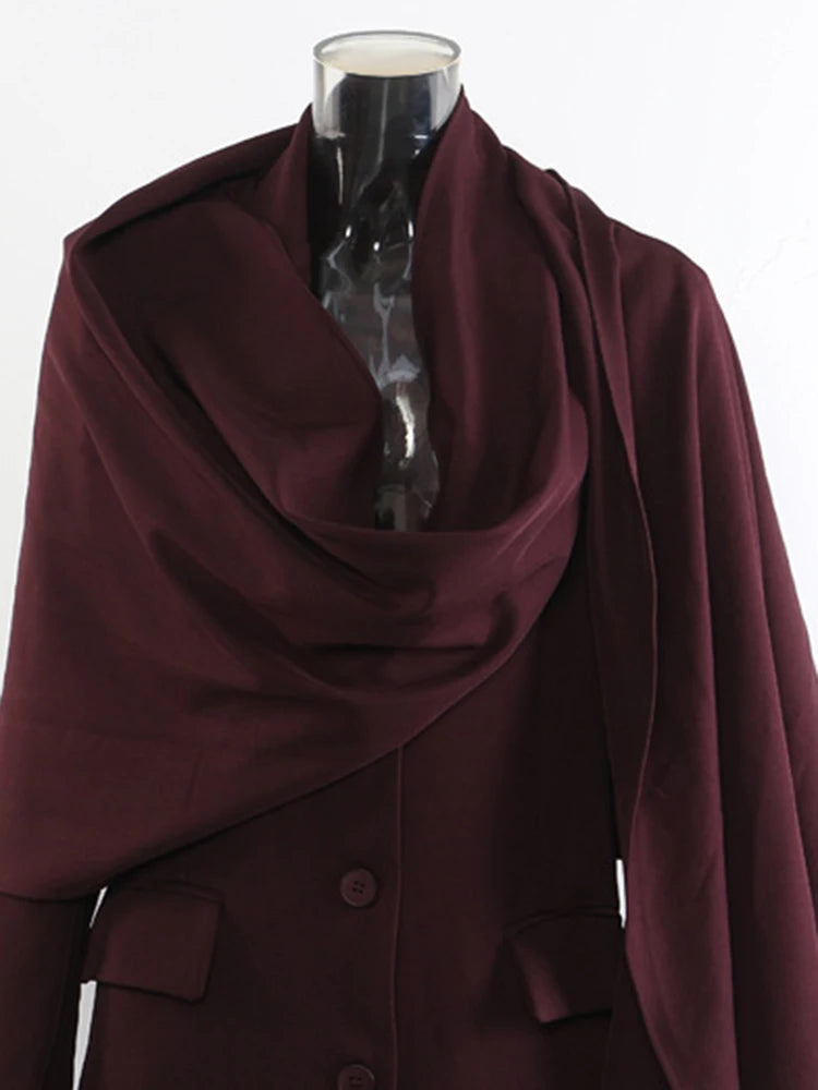 Elegant Scarf Collar Long Sleeve Blazer Jacket