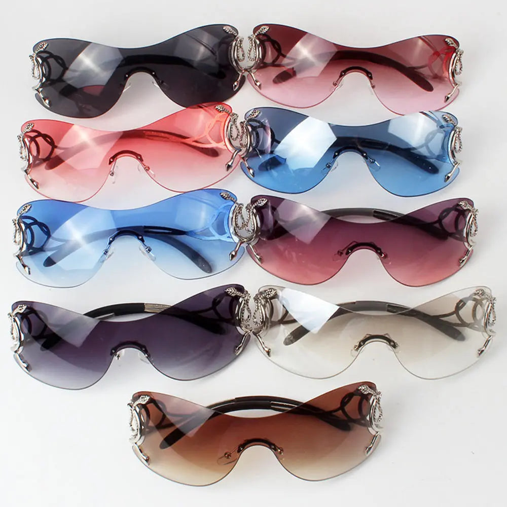 Y2k Rimless Stylish Gradient Trendy Metal Frame Sunglasses