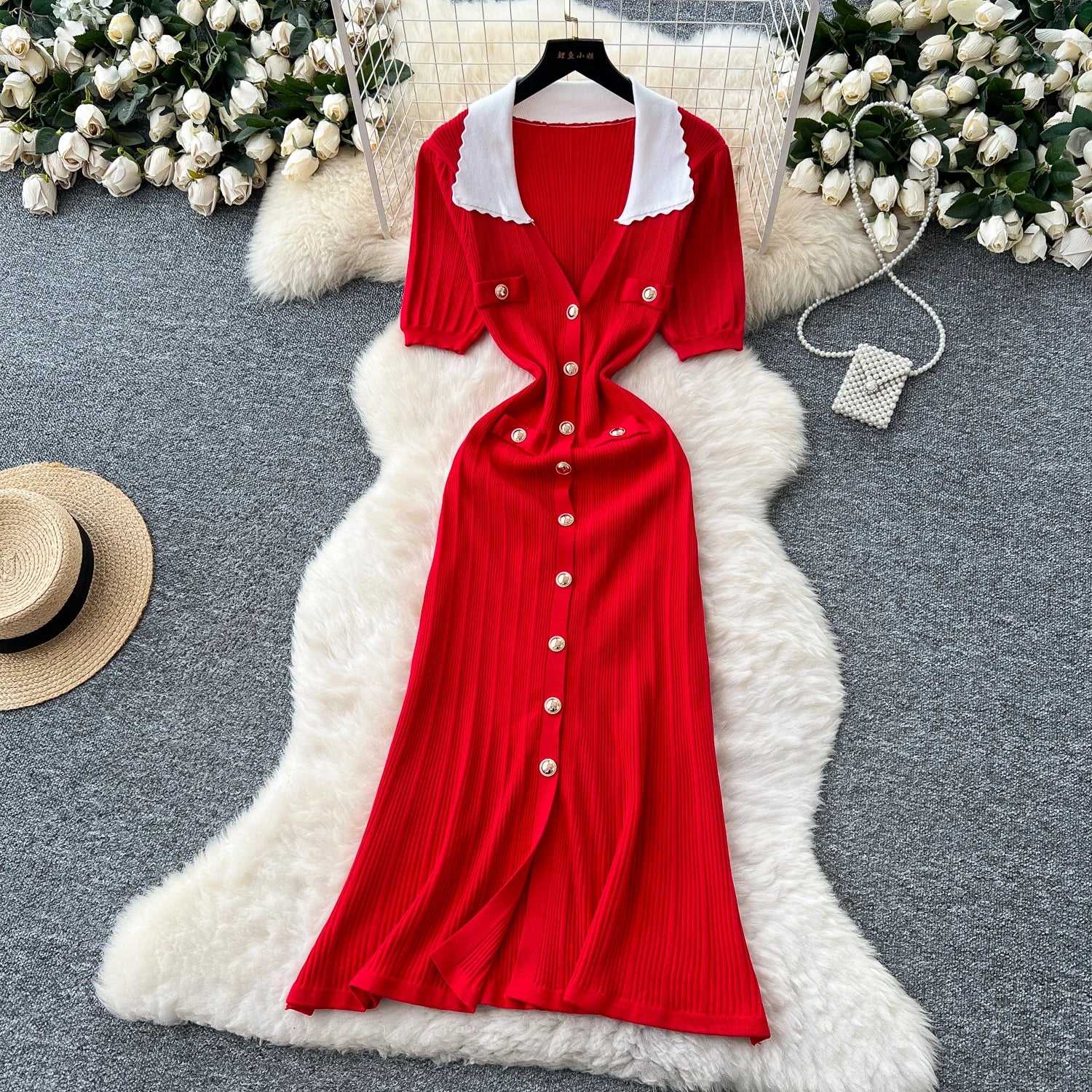 Retro Slim Fit Knitted Dress