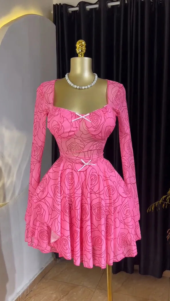 Elegant A Line Long Sleeves High Waist Bodycon Dress