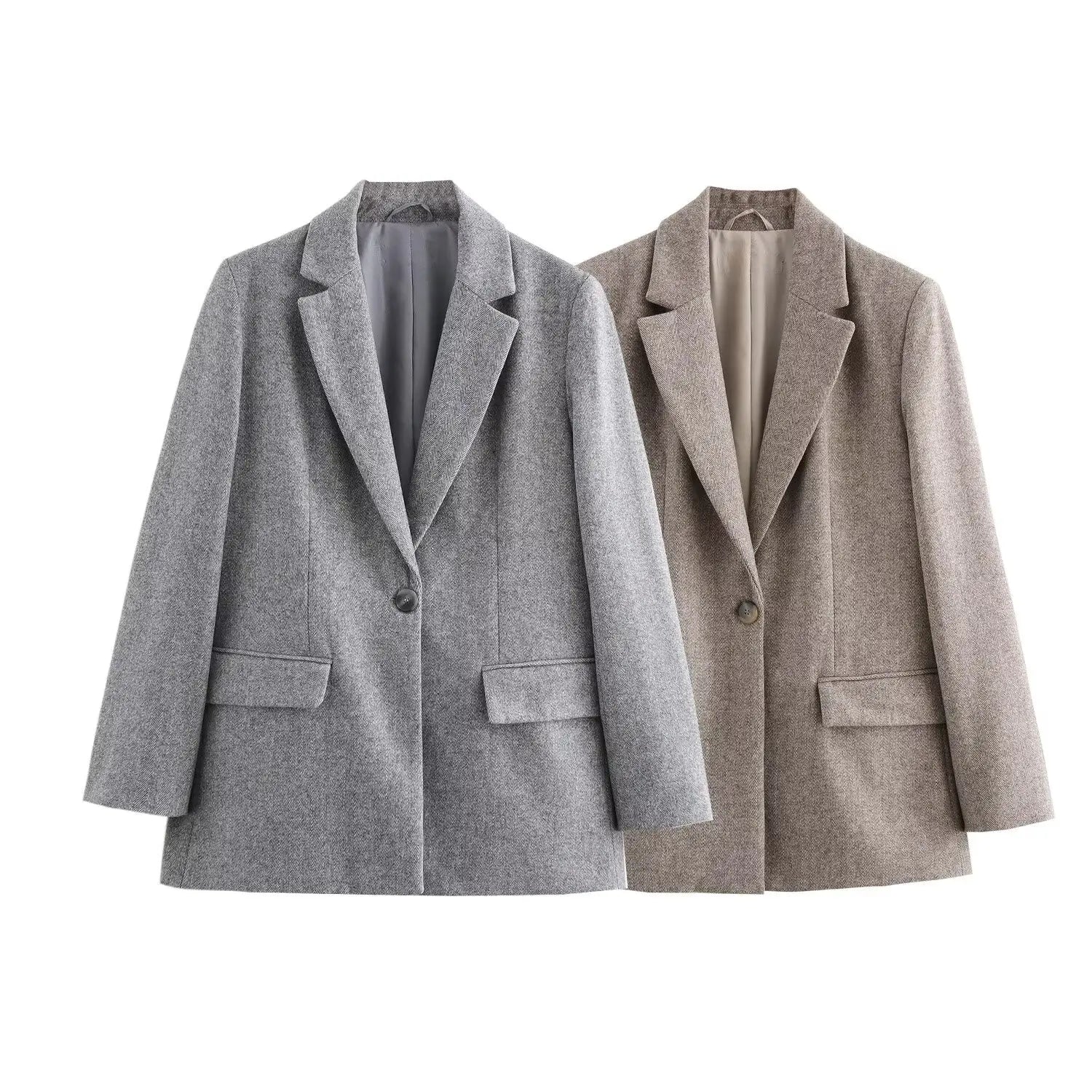 Autumn Long Sleeve Single Buckle Casual Blazers Suit Coat