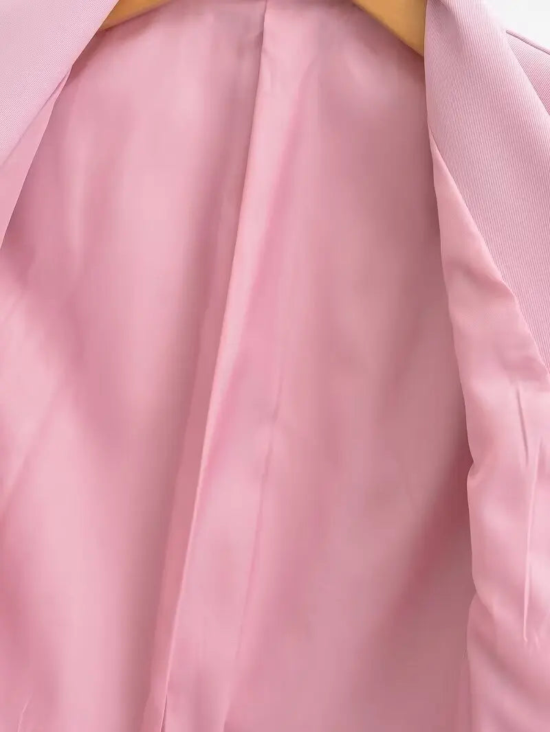 Elegant Blazer Pants Set Loose Lapel Single-breasted Jacket Coat Wide Leg Trousers Matching Suits
