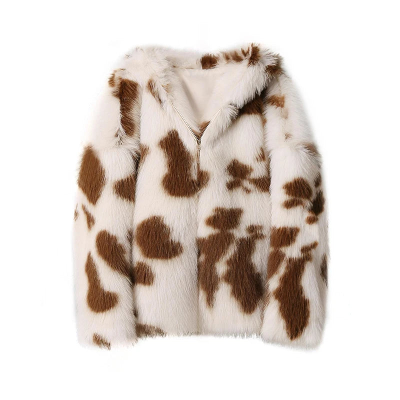 Oversized Leopard Faux Fur Coat Jacket