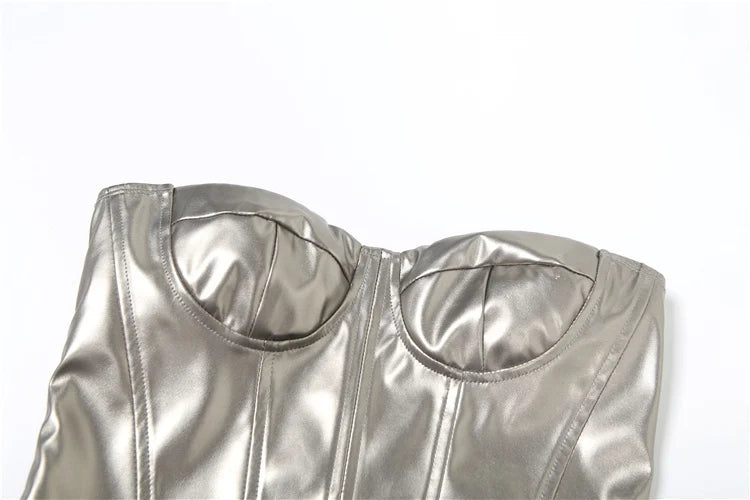 Y2K Leather Corset Tube Tops