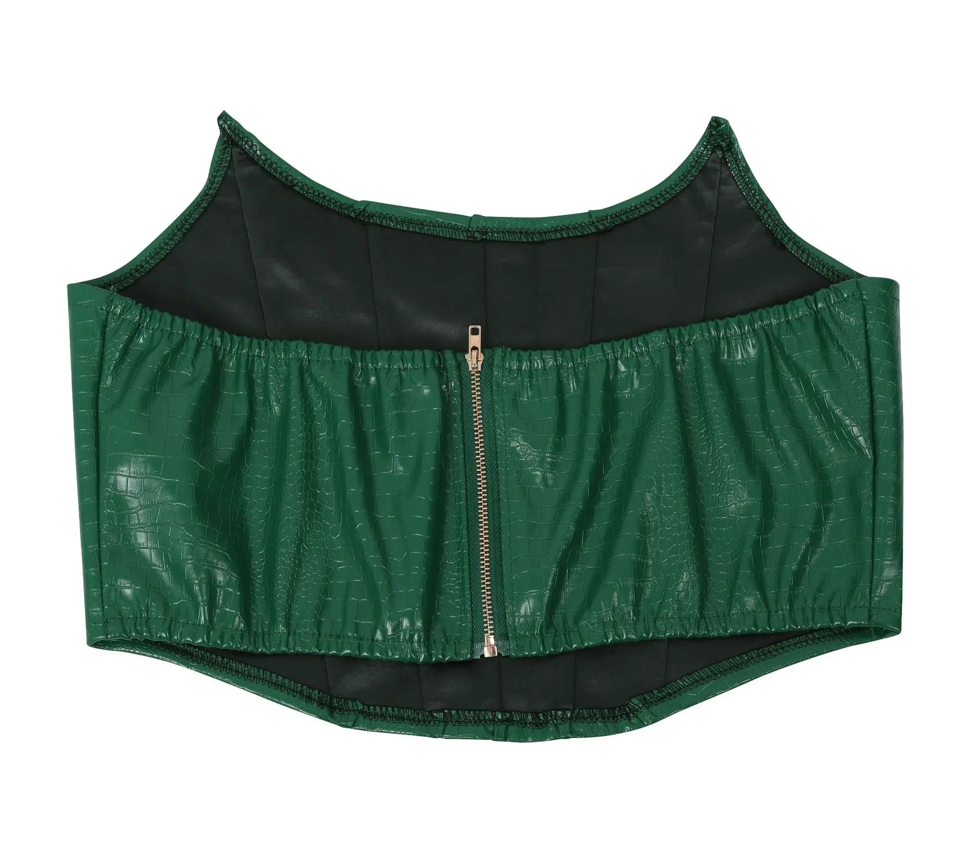 PU Leather Matching Cut-Out Cargo Sleeveless Jumpsuits 2 Piece Set