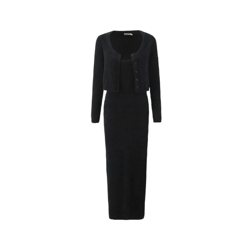 Strapless Soft Fluffy Knit Maxi Dress