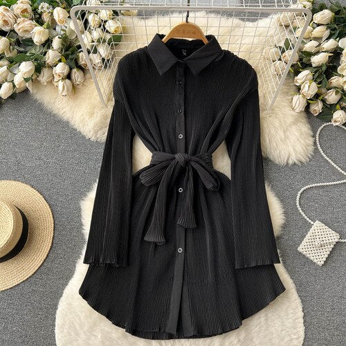 Pleated Shirt Dress