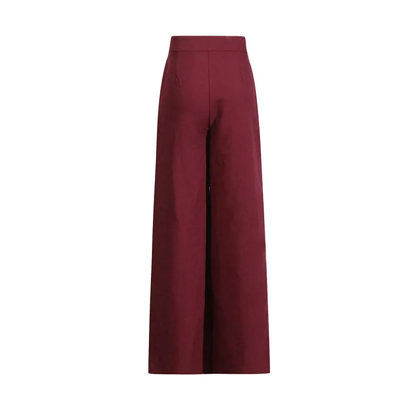 Elegant Two-Piece Suit Blazer And Wide-Leg Trousers