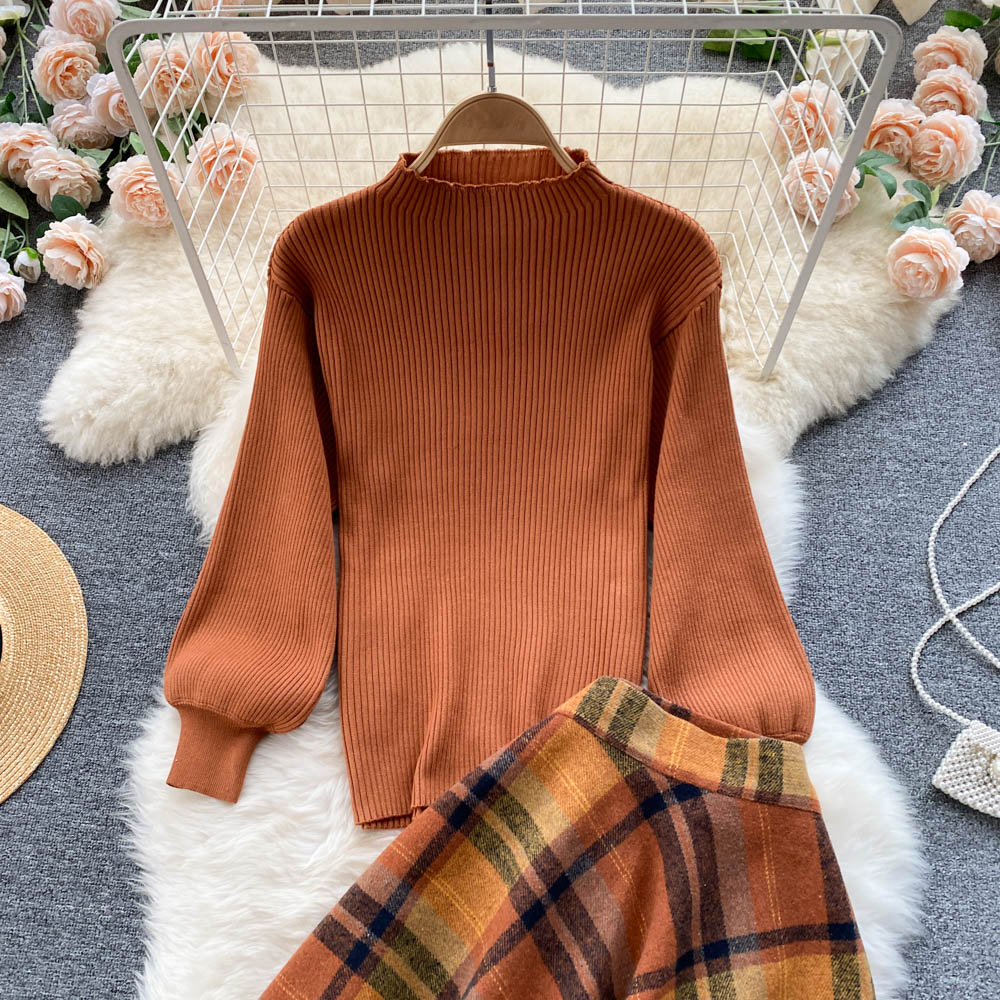 Retro Sweater Suits Knitted Top Skirt Two Pieces Sets