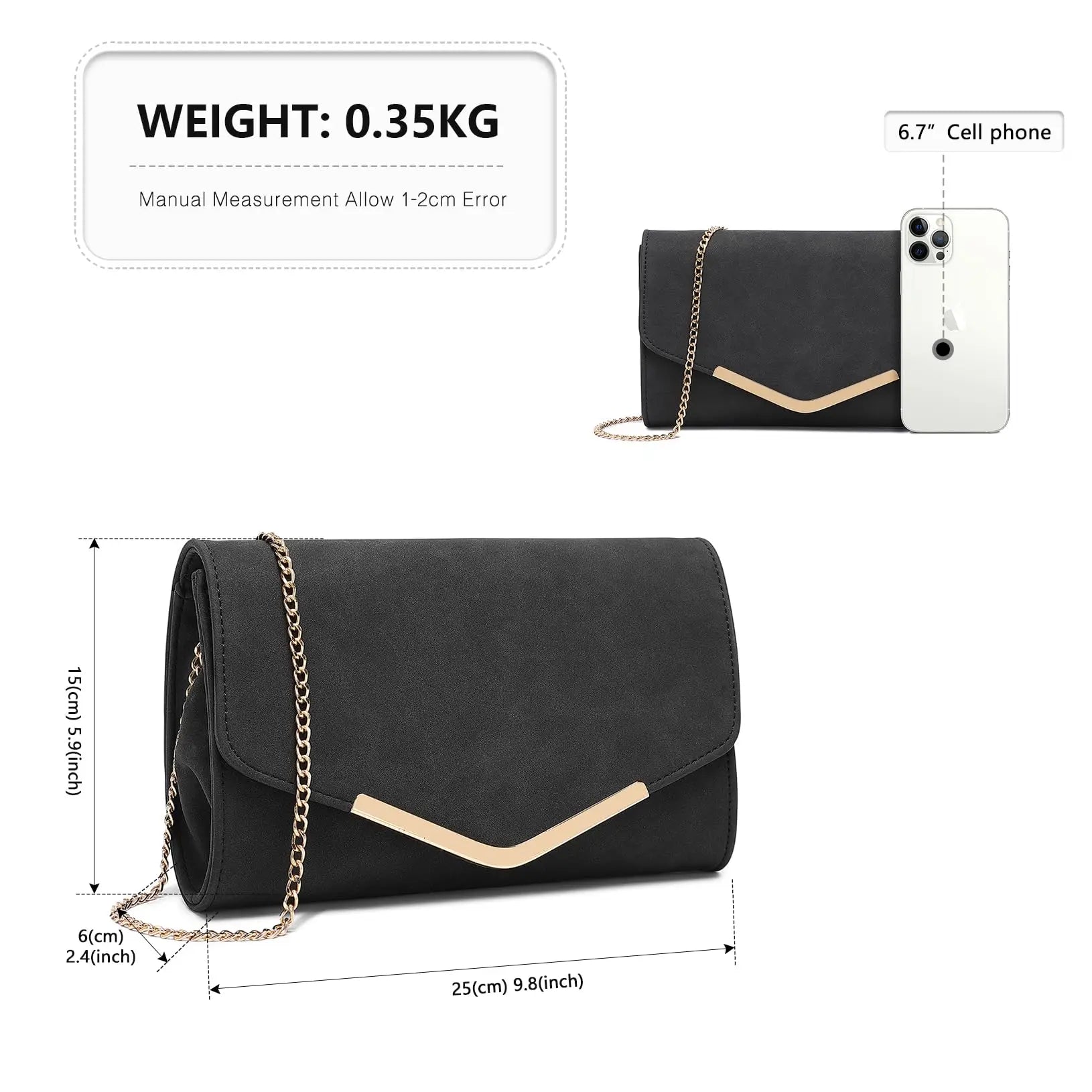 Evening Clutch Purse with Detachable Shoulder Strap Bag