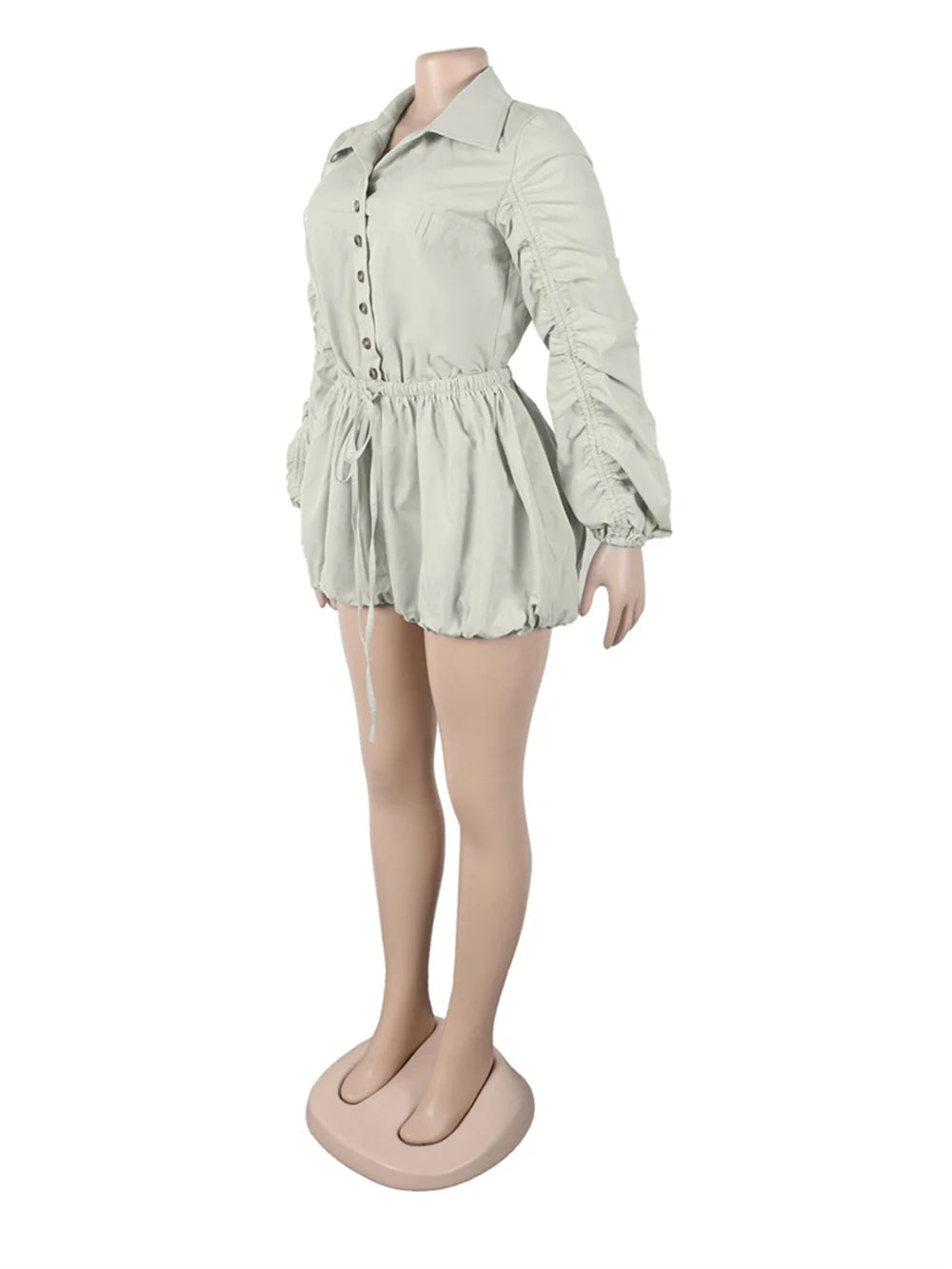 Single-Breasted Lace-Up Long Sleeve Elegant Rompers