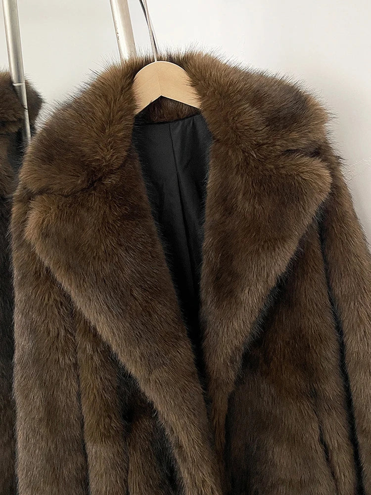 Faux Fur Long Sleeve Thick Warm Overcoat Fluffy Coat