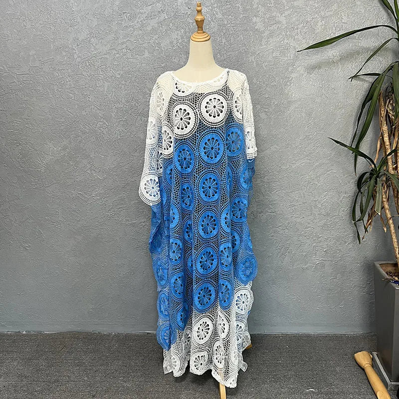 Elegant Lace Abayas Dashiki Robe Long Maxi Dress