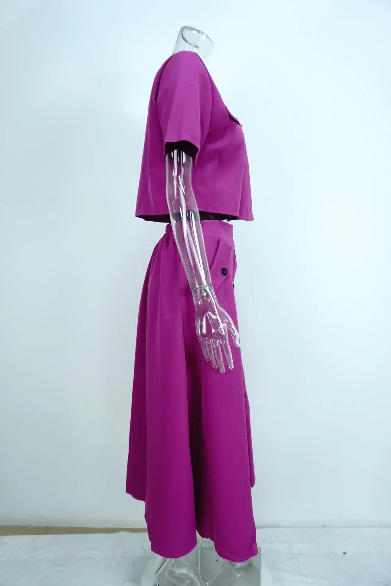 Elegant Crop Shirt Skirt Two Piece Sets Office Wear