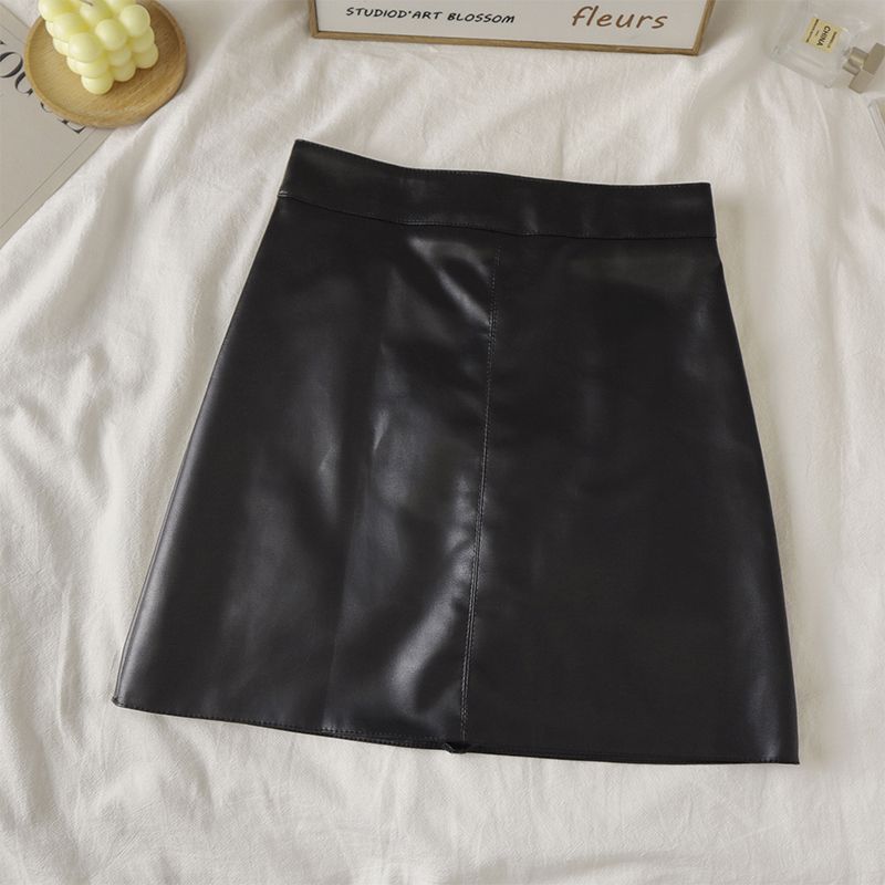 yk2 High Waist Zipper Solid Short Skirt